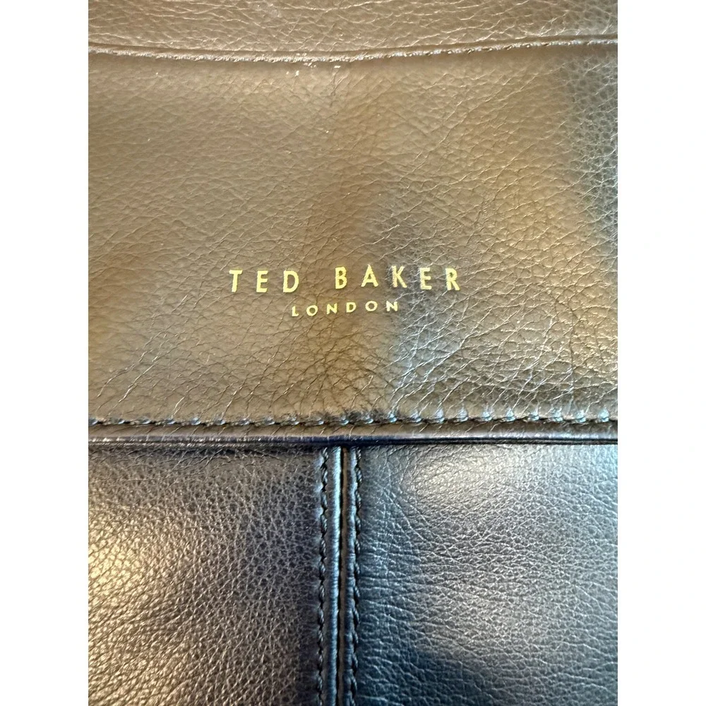 Ted Baker London Mens Blue Leather Messenger Bag Satchel Crossbody Briefcase